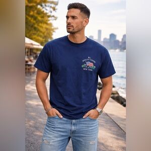 Ralph Lauren Blue Label Navy Short Sleeve Tee with Small Embroidered Graphic
